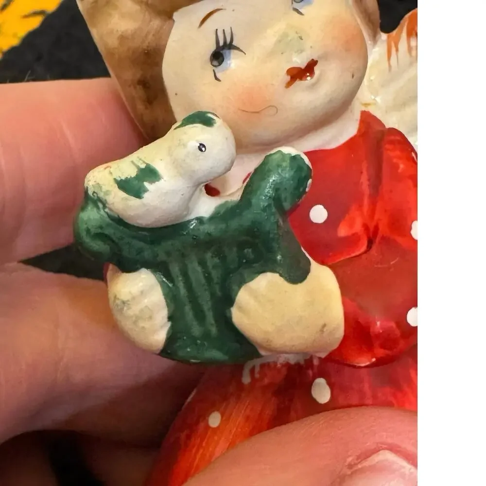 Vintage Commodore Japan Christmas Angel Candle Holder Figurine w/ instruments.